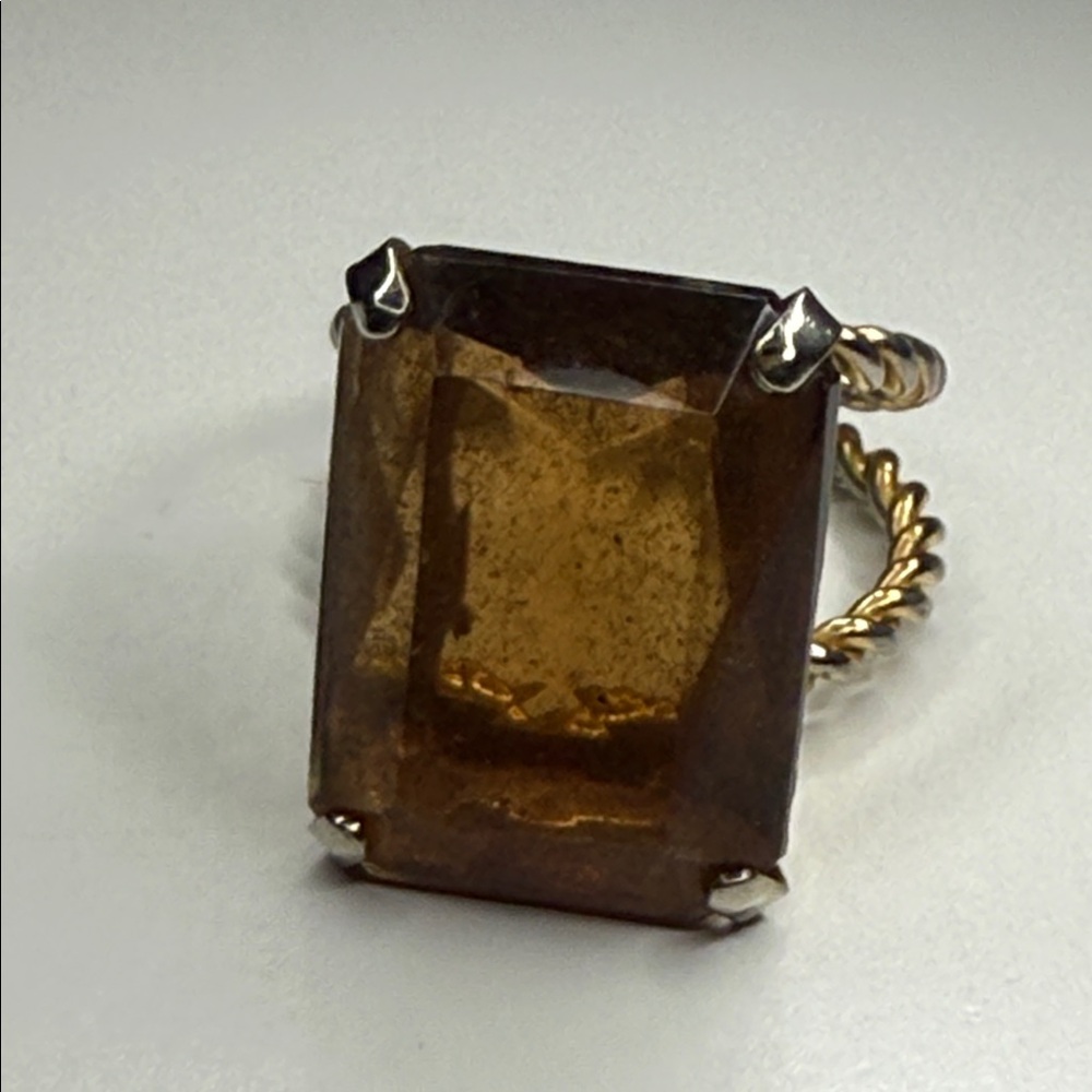 Vintage Adjustable Brown Square Large Emerald Cut… - image 1